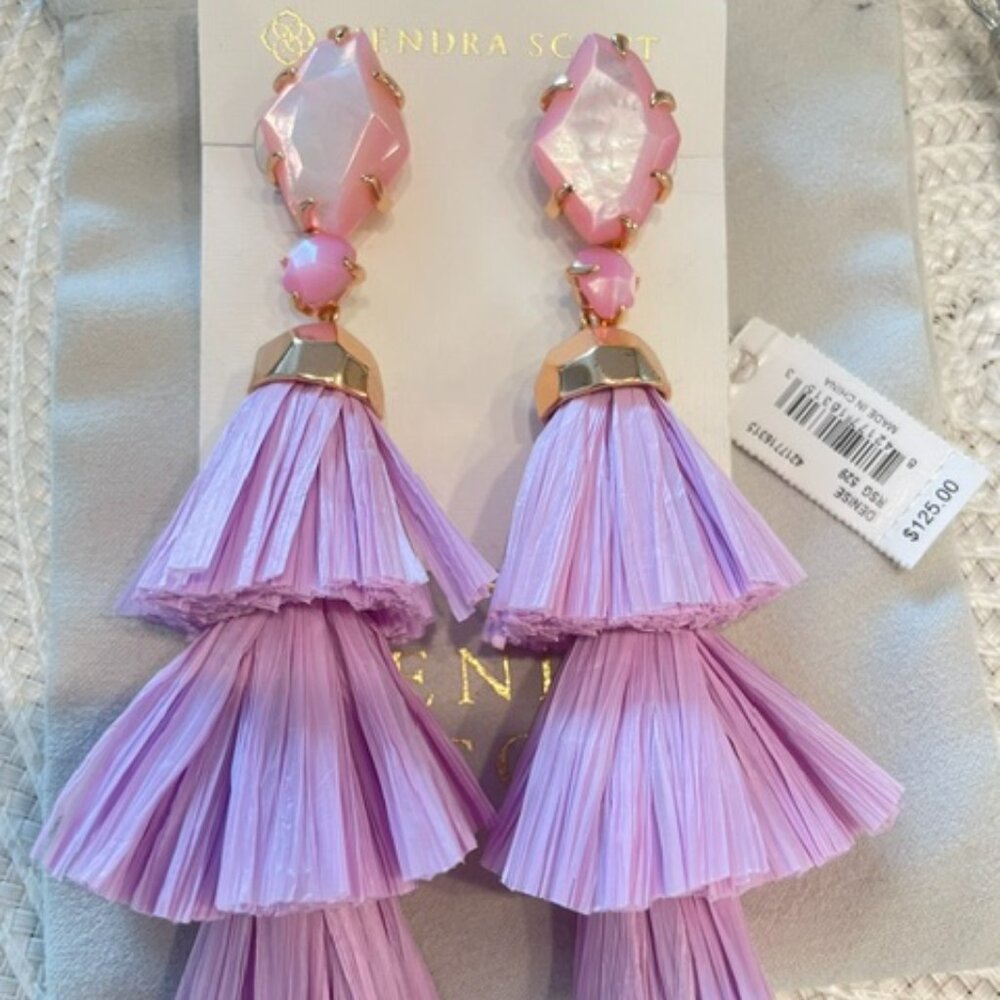 3 in 1 Kendra Scott Denise Pink Lilac Mother of Pearl Statement Earrings Dangle